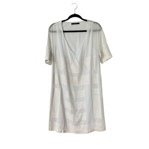 Sita Murt /‎ white shift dress v neck cotton beaded